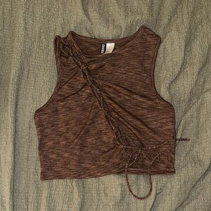 Divided Brown Crop Top